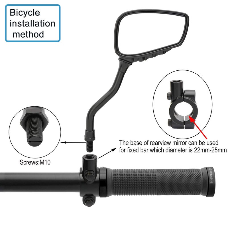 TOPCABIN مرآة دراجة هوائية من TOPCABIN، زوج واحد، مرآة خلفية كبيرة للرؤية، مرآة دراجة متعددة الزوايا قابلة للتعديل، مصنوعة من الألمنيوم المصقول بكروم، تصميم على شكل مخلب جمجمة، مناسبة أيضًا لمرآة الدراجة النارية. - Image 3